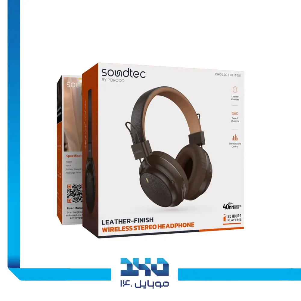 هدفون بیسیم پرودو مدل Soundtec Leather-Finish