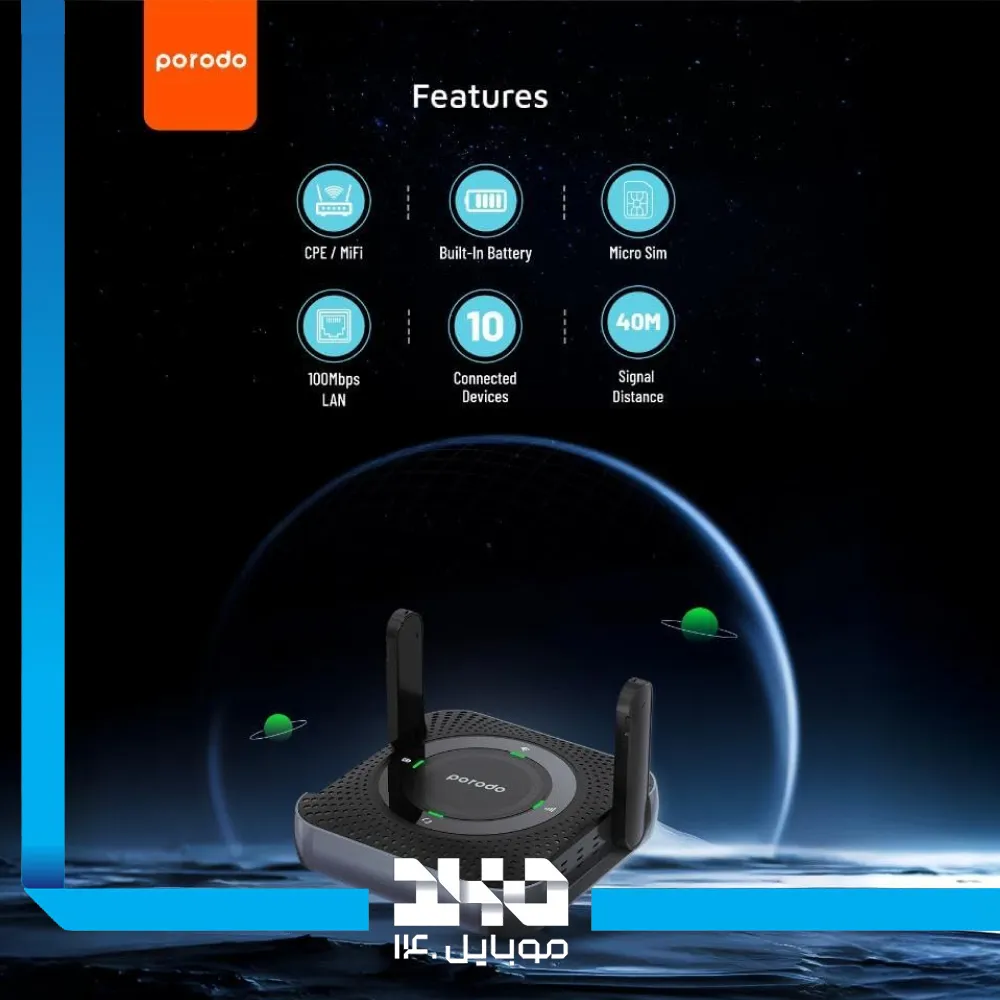مودم LTE قابل حمل پرودو مدل 4GCPMF mifi router ظرفیت 4000 میلی‌آمپر ساعت