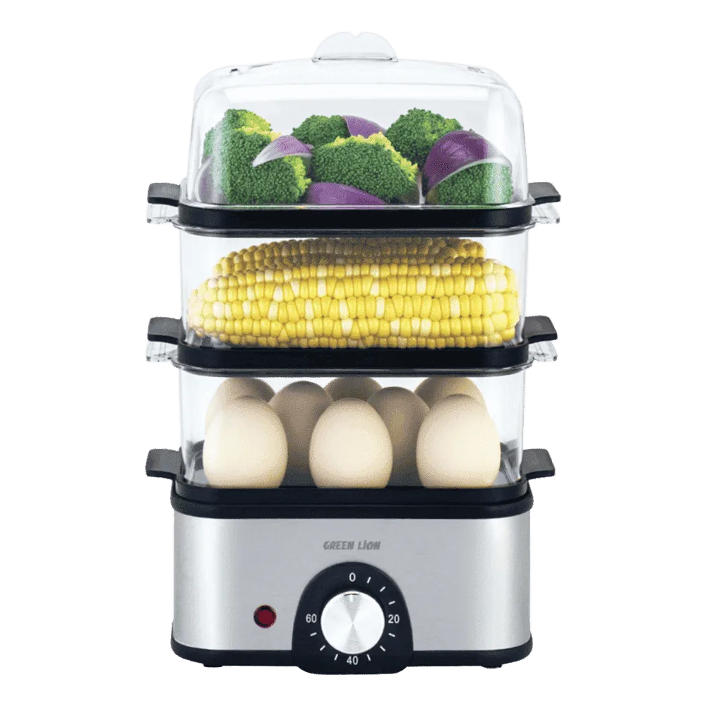 تخم مرغ پز و بخارپز سه طبقه گرین لاین مدل 3-Tier Egg Cooker | Vegetable Steame