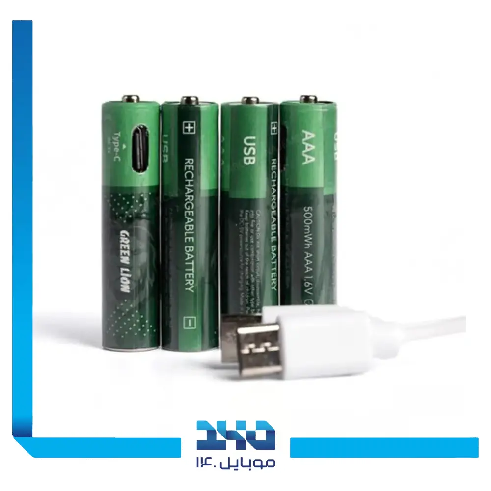 پک 4 تایی باتری نیم قلمی شارژی گرین لاین مدل Rechargeable AAA
