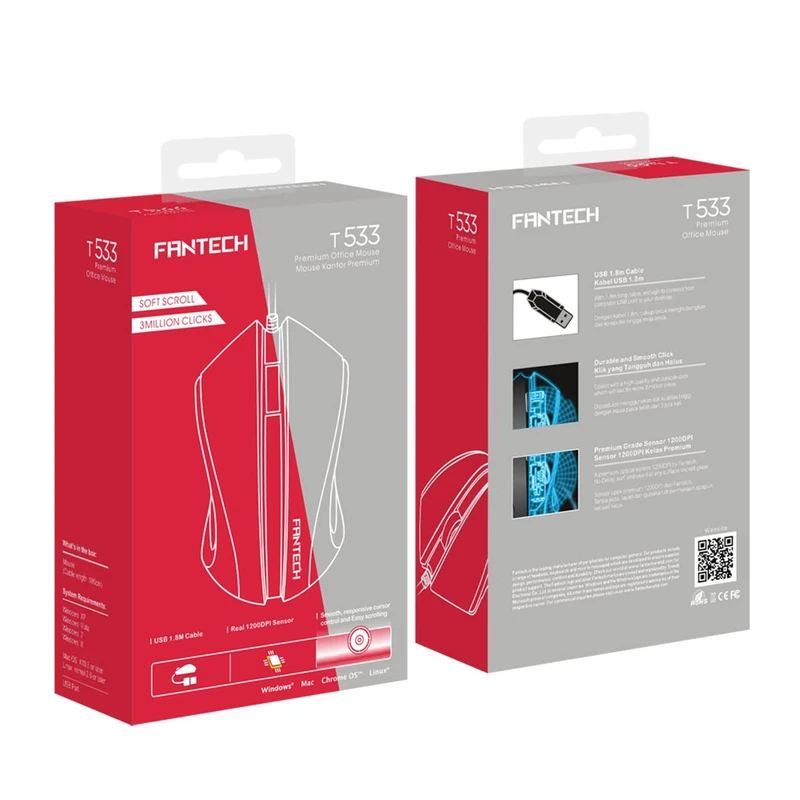 ماوس سیمی گیمینگ فن تک مدل (T533) Fantech Wired Gaming Mouse