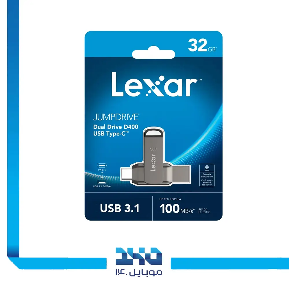 فلش مموری لکسار مدل (JumpDrive Dual Drive D400) ظرفیت 32 گیگابایت